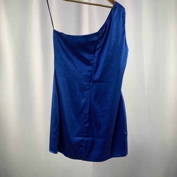 Lulus Lisette Satin One-Shoulder Mini Dress in Cobalt Blue Size Extra Large - Picture 5 of 8